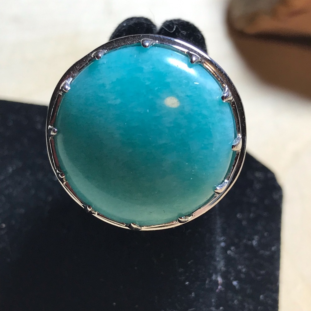 Huge Sterling An Amazonite Ring - image 1